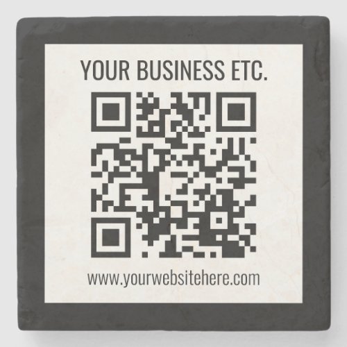 Your Business Name  Editable QR Code Stone Coaster
