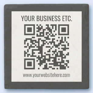 Your Business Name & Editable QR Code Stone Coaster