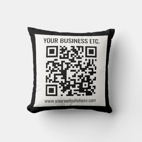 Your Business Name  Editable QR Code Throw Pillow