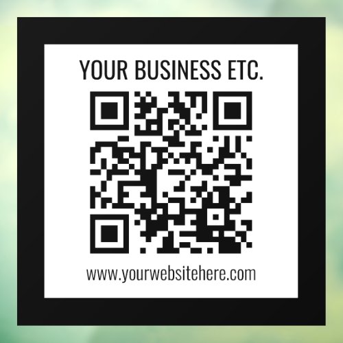 Your Business Name  Editable QR Code Window Cling