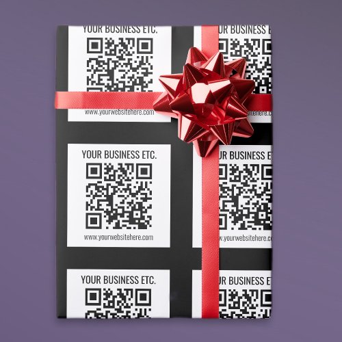 Your Business Name  Editable QR Code Wrapping Paper