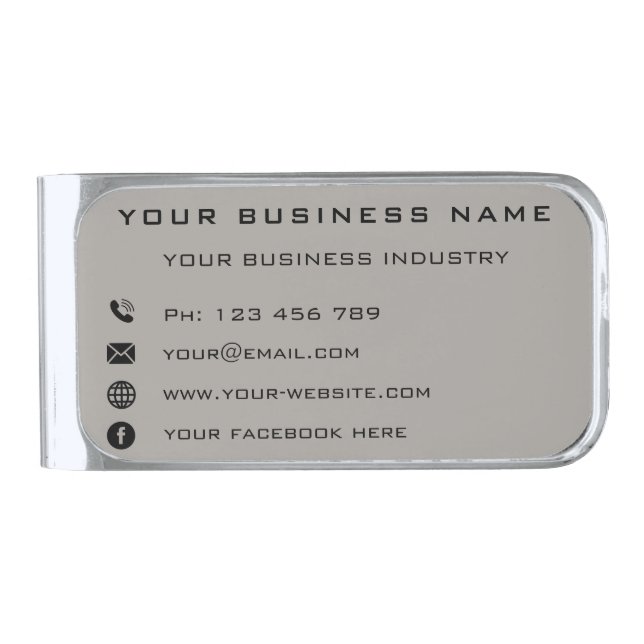 Your Business Name Info Money Clip Template (Front)