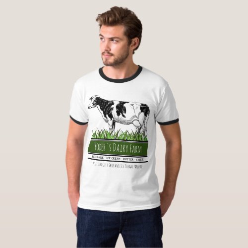 Your Business Name Local Dairy Farm Cow Graphic T_Shirt