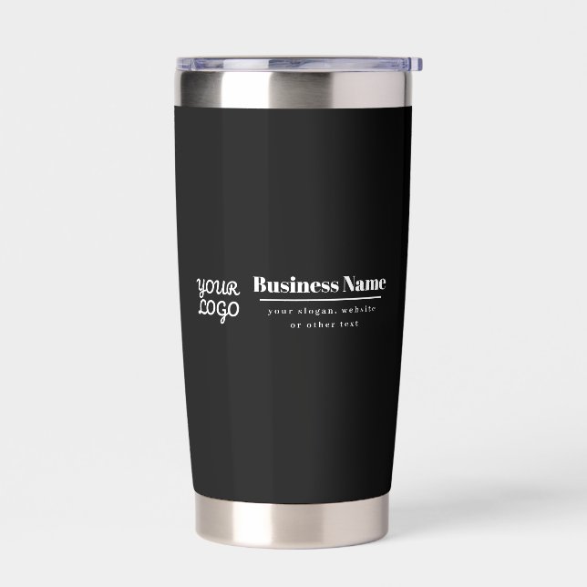 Your Business Name & Logo | Black & White Insulated Tumbler (Left)