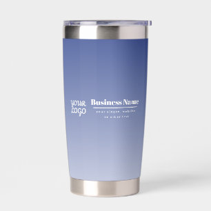 Your Business Name & Logo Editable Blue & White Insulated Tumbler