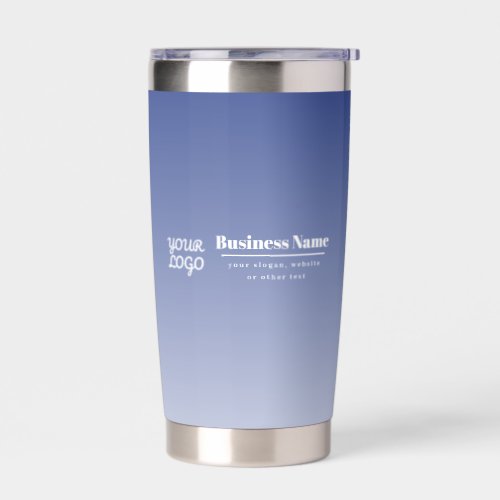 Your Business Name  Logo  Editable Blue  White Insulated Tumbler