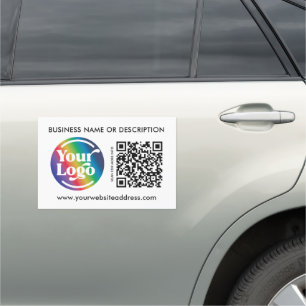 Your Business Name Multicolor Logo QR Code Website Car Magnet