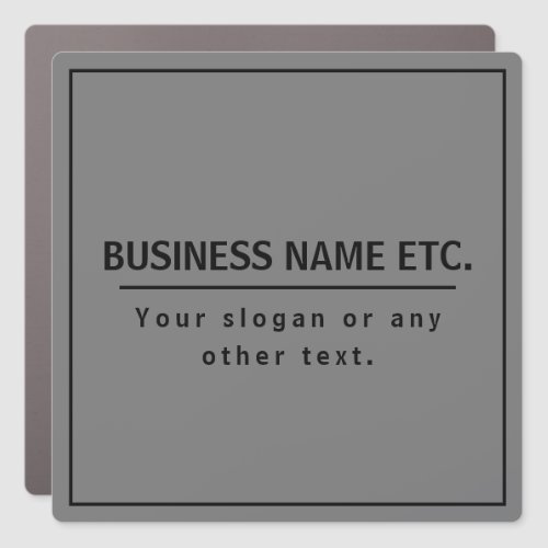 Your Business Name or Brand Etc Dark Grey  Black Car Magnet