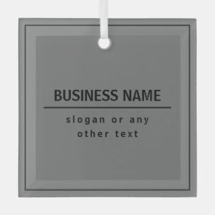 Your Business Name or Brand Etc. Dark Grey & Black Glass Ornament