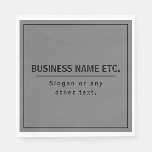 Your Business Name or Brand Etc Dark Grey  Black Napkins