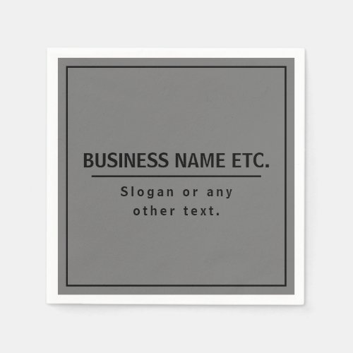 Your Business Name or Brand Etc Dark Grey  Black Napkins