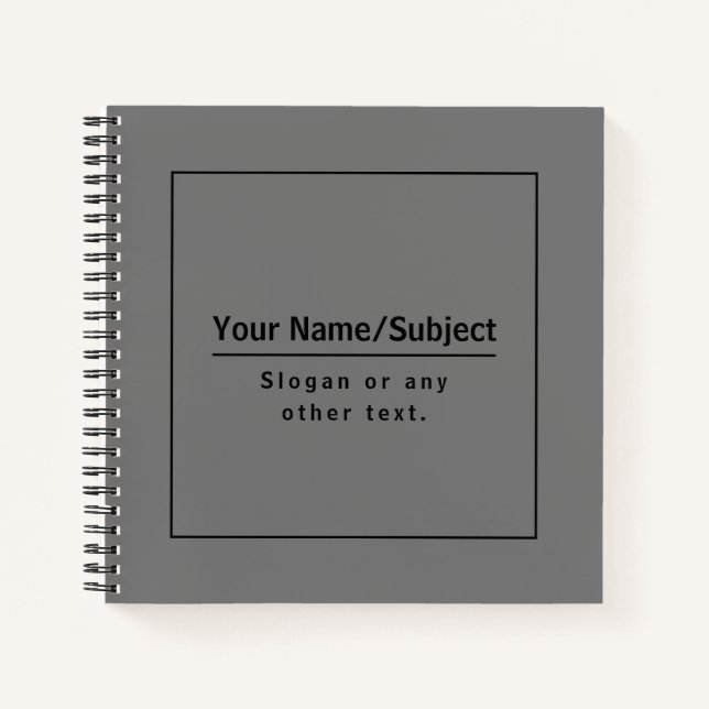 Your Business Name or Brand Etc. Dark Grey & Black Notebook (Front)