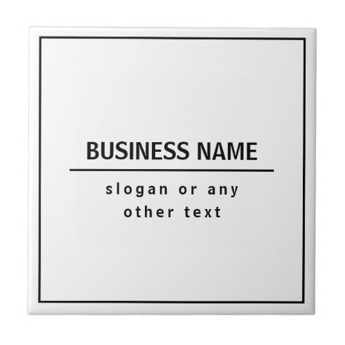 Your Business Name or Brand Etc White Black Ceramic Tile