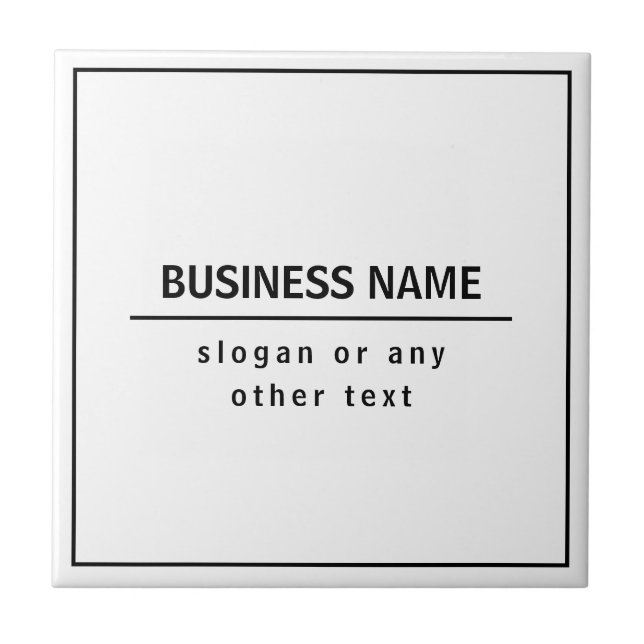 Your Business Name or Brand Etc. White Black Ceramic Tile (Front)