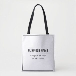 Your Business Name or Brand Etc. White Black Tote Bag