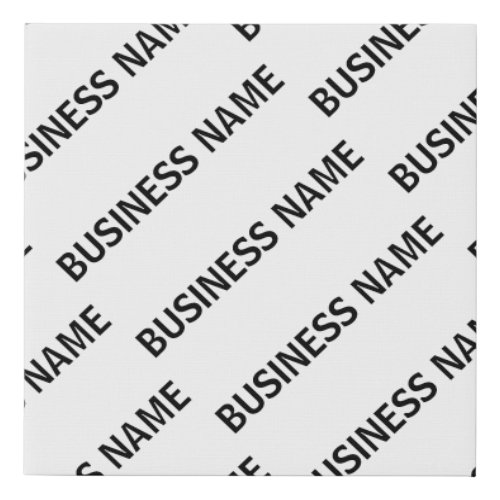 Your Business Name Pattern  Black  White Faux Canvas Print