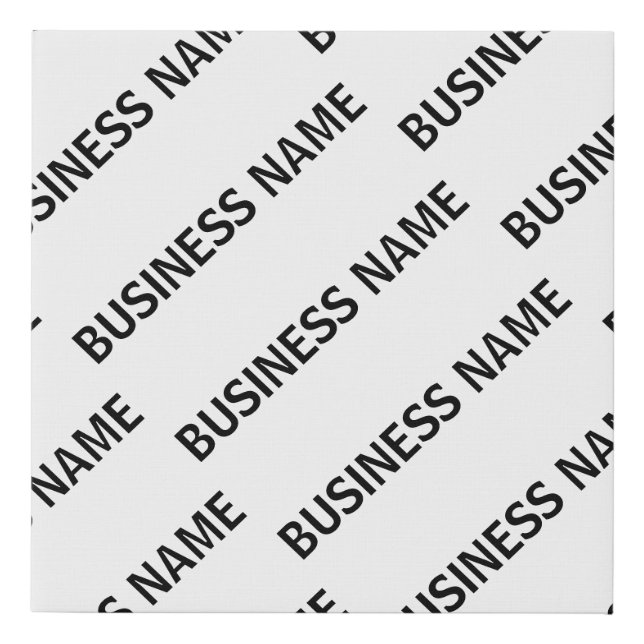 Your Business Name Pattern | Black & White Faux Canvas Print (Front)