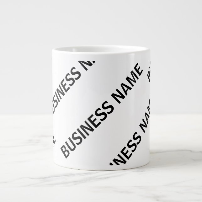 Your Business Name Pattern | Black & White Giant Coffee Mug (Front)
