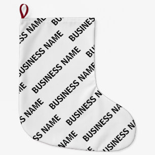 Your Business Name Pattern Black & White Large Christmas Stocking