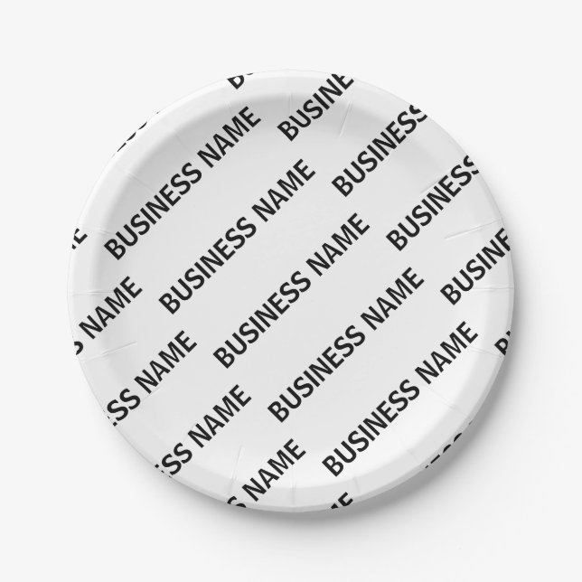 Your Business Name Pattern | Black & White Paper Plates (Front)