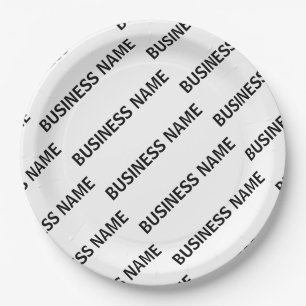 Your Business Name Pattern Black & White Paper Plates