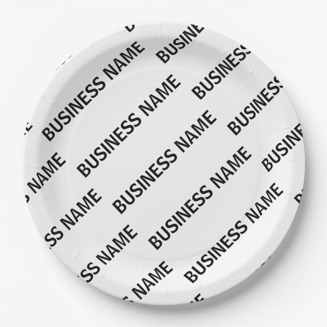 Your Business Name Pattern | Black & White Paper Plates (Front)