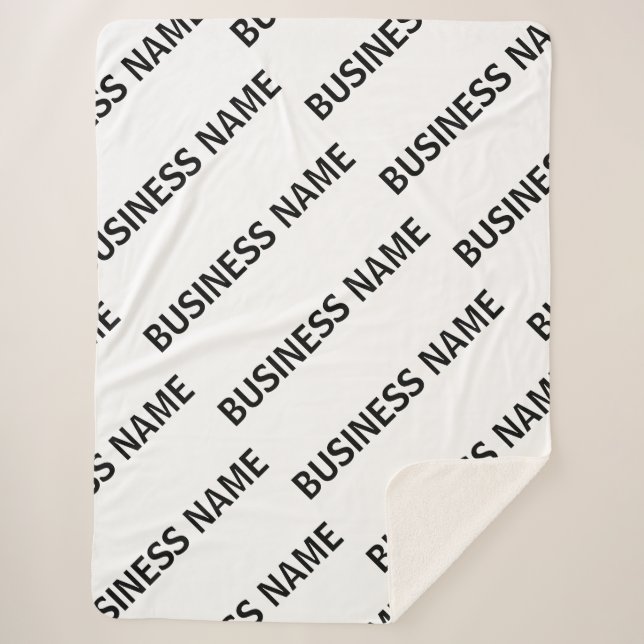 Your Business Name Pattern | Black & White Sherpa Blanket (Front)