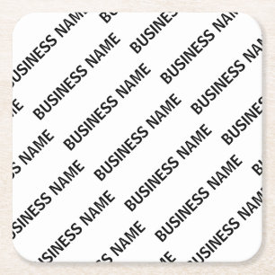 Your Business Name Pattern Black & White Square Paper Coaster