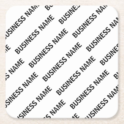 Your Business Name Pattern  Black  White Square Paper Coaster