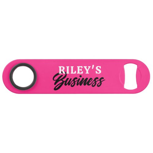 Your Business Name Pink Black White Bar Key