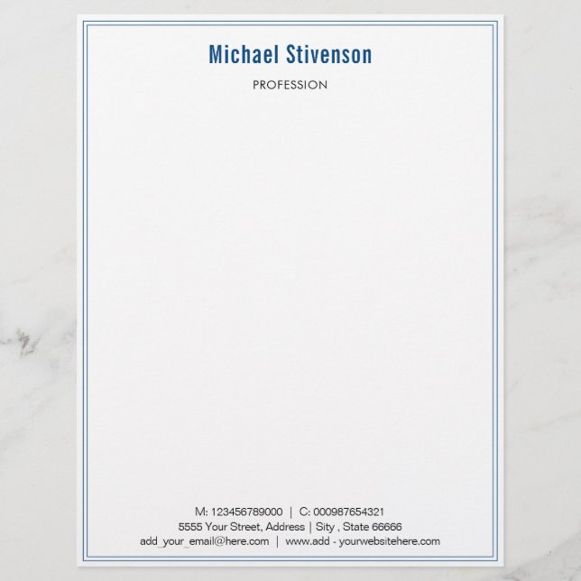 Your Business Name Profession Address Color Framed Letterhead (Front)