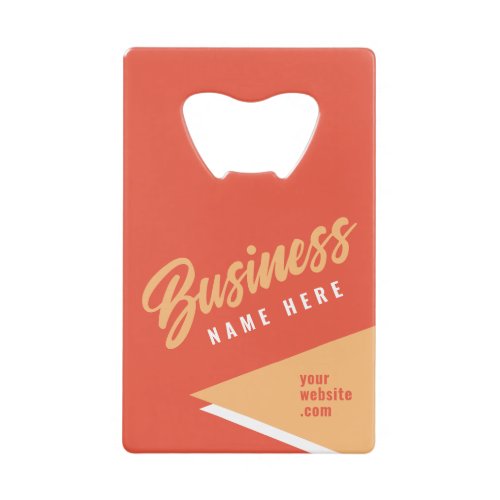 Your Business Name Retro Red Orange Credit Card Bottle Opener