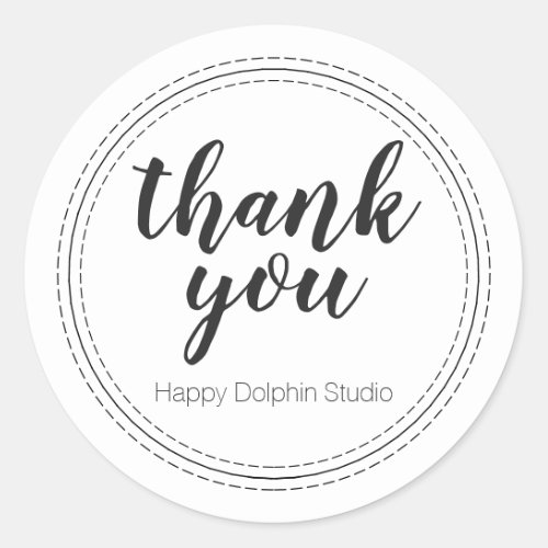 Your Business Name Thank You Black White Classic Round Sticker