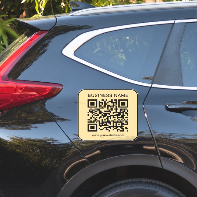 Your Business Name Url QR Code Large Black & Gold Sticker (Car Side)