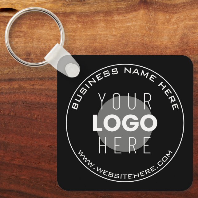 Your Business Name, Website + Uploaded Image Keychain (Front)