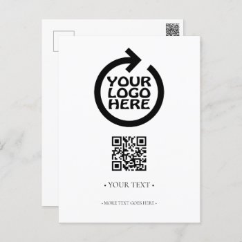 Your Business Qr Code And Logo Postcard by Ricaso_Intros at Zazzle