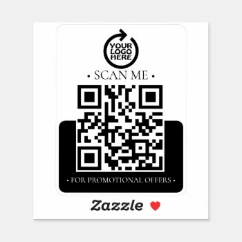 Your Business Qr Code And Logo Sticker by Ricaso_Intros at Zazzle