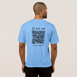 Your Business QR Code Scan Me Mens Back Side Print T-Shirt