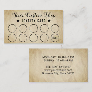 Your Business Vintage Paper Loyalty Cards