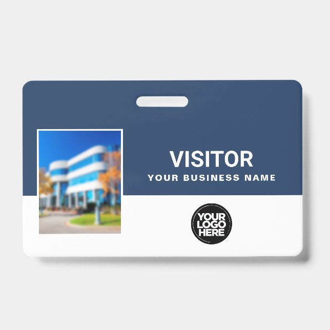 Your Business Visitor Photo Bar Code, Logo Lanyard Badge (Front)