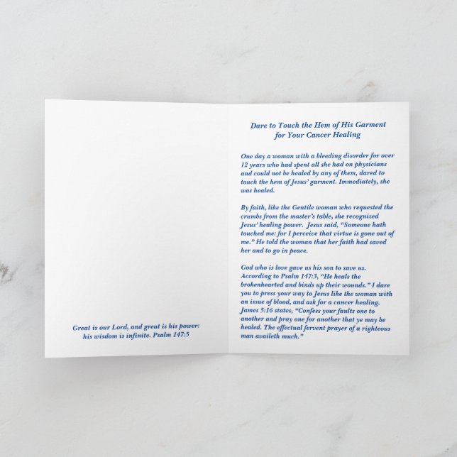  Your Cancer Healing is a Touch Away  Card (Inside)