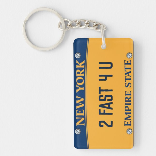 Your car number. New York. Editable Keychain (Front)
