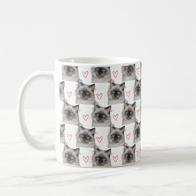 Your Cat Kitten Pet Photo Custom Funny Heart Coffee Mug (Left)