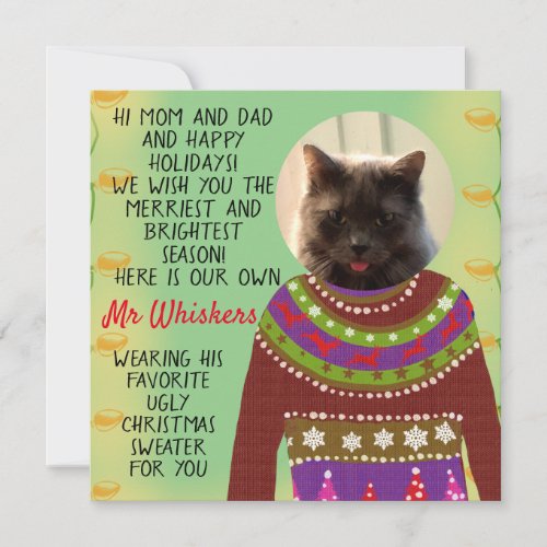 Your Cat Personalized Snarky Christmas Flat Card