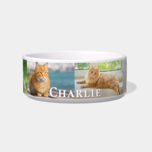 Your Cat Photo Collage Custom Name Bowl