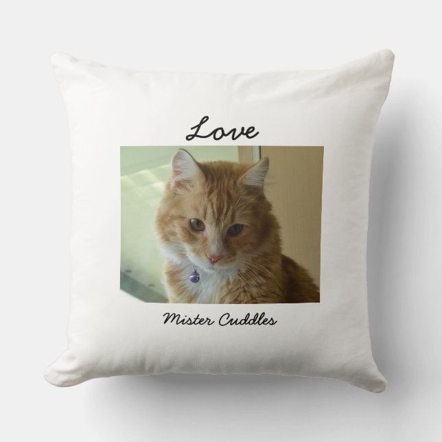 Your Cat Photo Personalized Pillow (Front)