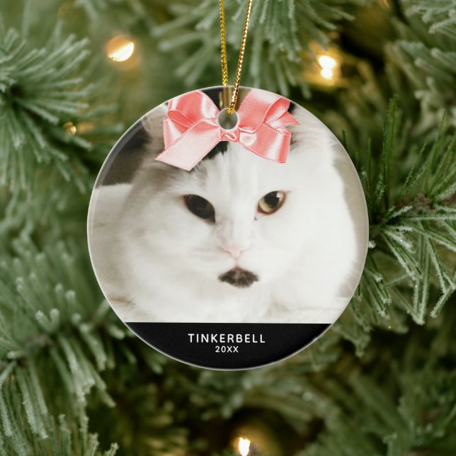 Your Cat Photo Personalized Year Ceramic Ornament (Tree)