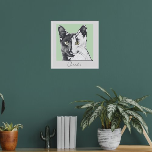 Your Cat Photo Pet Portrait Name Personalised Foil Prints