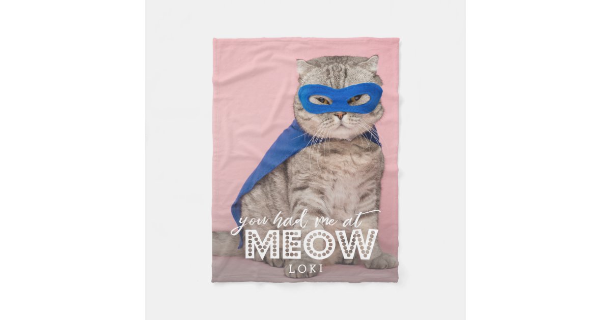 Your Cat Photo You Had Me At Meow Cute Fleece Blanket Zazzle