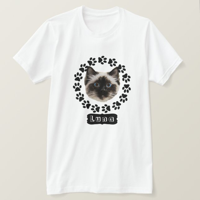 Your Cat's Cutout Face Fun Paws T-Shirt (Design Front)